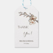 Ivory 3D Mangolia Wedding Thank You Cadeaulabel (Achterkant)