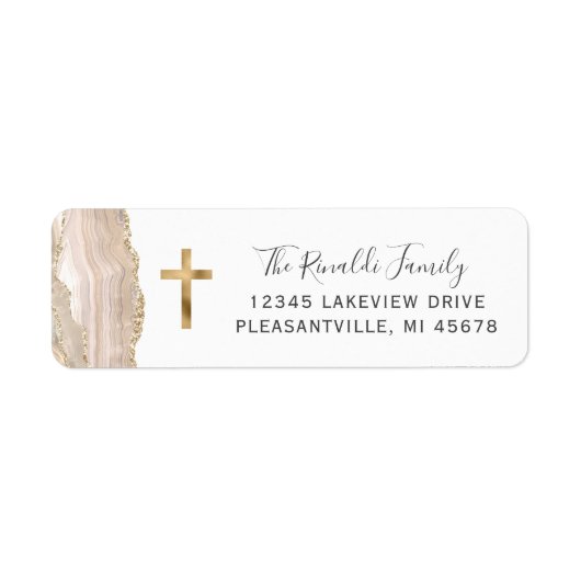 Ivory Agate Gold Cross Retour Adres Label (Voorkant)