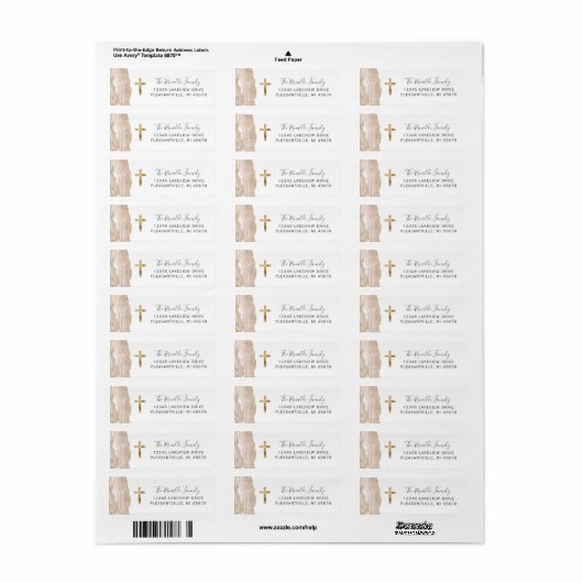 Ivory Agate Gold Cross Retour Adres Label (Full Sheet)