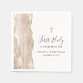 Ivory Agate Gold Glitter First Heilige Communie Servet (Voorkant)