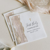 Ivory Agate Gold Glitter First Heilige Communie Servet