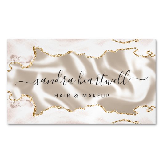 Ivory Agate Gold Glitter Luxe Magnetisch Visitekaartje (Voorkant)