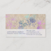 *~* Ivory  Aged Blue Pink Damask Visitekaartje (Achterkant)