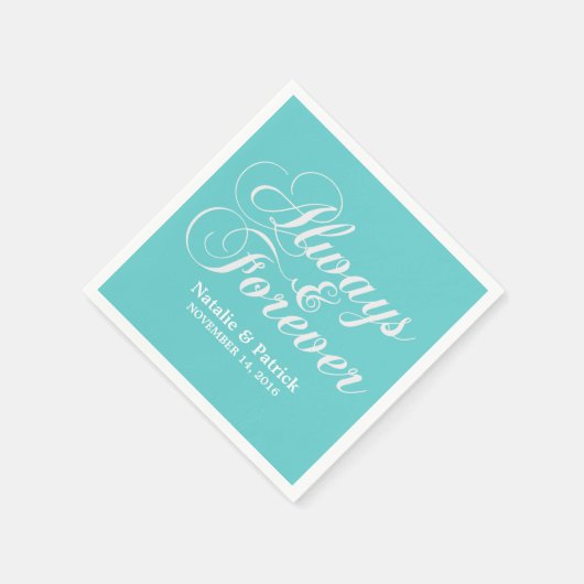 Ivory Altijd en altijd bruiloft papier servetten (Hoek)