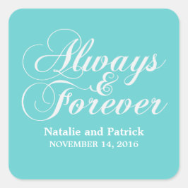 Ivory Altijd en altijd bruiloft-stickers Vierkante Sticker