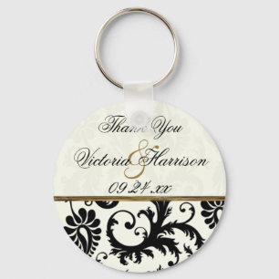 Ivory and Black Damask Wedding Favor Sleutelhanger