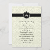 Ivory and Black Leaf Monogram Post Wedding Cele Kaart (Voorkant)