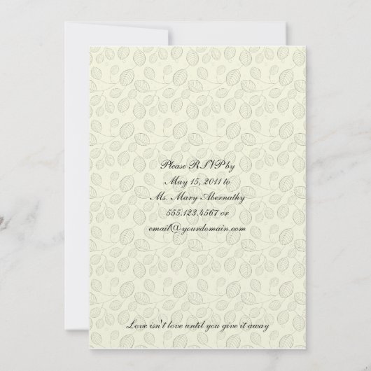 Ivory and Black Leaf Monogram Post Wedding Cele Kaart (Achterkant)