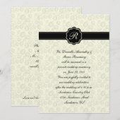 Ivory and Black Leaf Monogram Post Wedding Cele Kaart (Voorkant / Achterkant)
