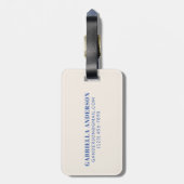 Ivory and Blue Bold Typography Persoonlijke naam Bagagelabel (Achterkant verticaal)