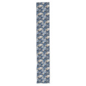 Ivory and Blue Flowers Luxury Table Runner Lange Tafelloper (Voorkant)
