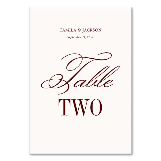 Ivory and Burgundy Wedding Kaart (Voorkant)