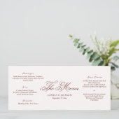 Ivory and Burgundy Wedding Menu Card Kaart (Staand voorkant)