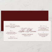 Ivory and Burgundy Wedding Menu Card Kaart (Voorkant / Achterkant)