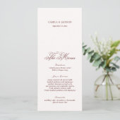 Ivory And Burgundy Wedding Menu Card Kaart (Staand voorkant)
