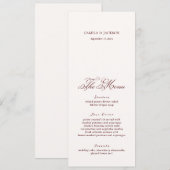 Ivory And Burgundy Wedding Menu Card Kaart (Voorkant / Achterkant)