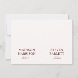 Ivory and Burgundy Wedding Place Card DIY Kaart