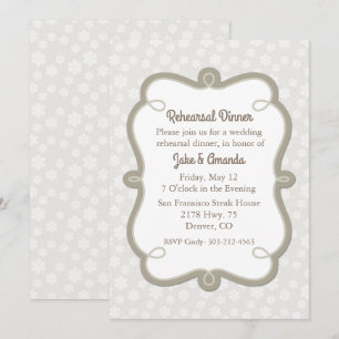 Ivory and Ecru Wedding Rehearsal Dinner Invitation Kaart