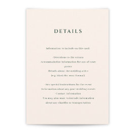 Ivory and Evergreen Wedding Details Enclosure Kaar Informatiekaartje