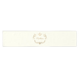 Ivory and Gold Crown Crest Personalized Korte Tafelloper