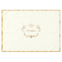 Ivory and Gold Crown Crest Personalized