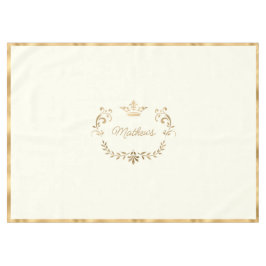 Ivory and Gold Crown Crest Personalized Tafelkleed