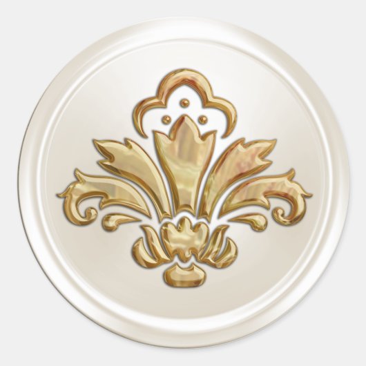 Ivory and Gold Fleur de Lis Envelope Seal Ronde Sticker (Voorkant)