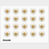 Ivory and Gold Fleur de Lis Envelope Seal Ronde Sticker (Vel)