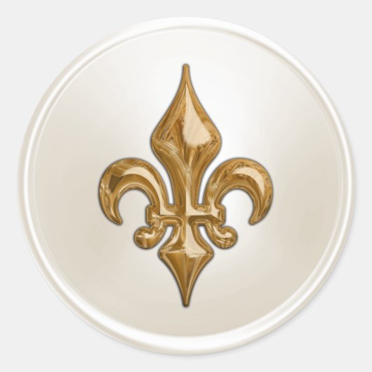 Ivory and Gold Fleur de Lis Envelope Seal Ronde Sticker (Voorkant)
