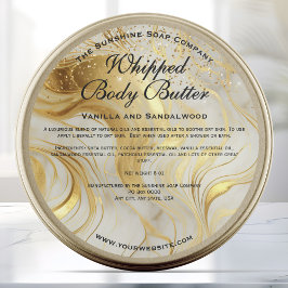 Ivory and Gold Glitter Body Butter Jar Label