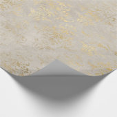 Ivory and Gold Grunge  Damask Cadeaupapier (Hoek)