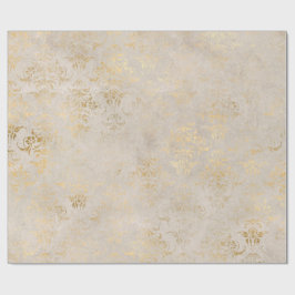 Ivory and Gold Grunge Damask Cadeaupapier