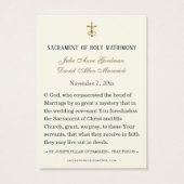 Ivory and Gold katholieke St. Joseph Wedding Praye Visitekaartje (Achterkant)