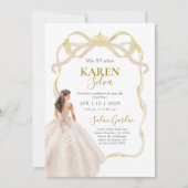 Ivory and Gold Quinceanera Invitation Kaart (Voorkant)