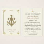 Ivory and Gold Wedding Marian Cross Heilige Kaart (Voorkant /achterkant)