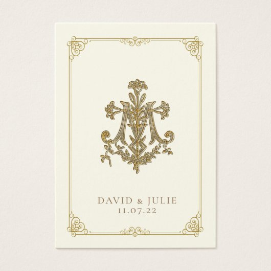Ivory and Gold Wedding Marian Cross Heilige Kaart (Voorkant)