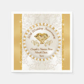 Ivory and Golden Wedding Jubileum Napkins, 50th Servet (Voorkant)