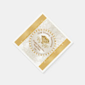 Ivory and Golden Wedding Jubileum Napkins, 50th Servet (Hoek)