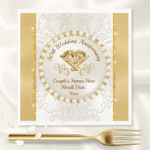 Ivory and Golden Wedding Jubileum Napkins, 50th Servet