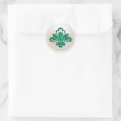 Ivory and Limoen Fleur de Lis Envelope Seal Ronde Sticker (Tas)