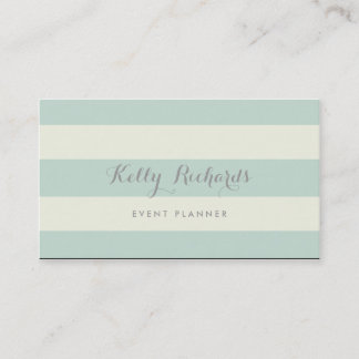 Ivory and Mint Green Stripes Pattern Visitekaartje