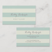 Ivory and Mint Green Stripes Pattern Visitekaartje (Voorkant / Achterkant)