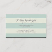 Ivory and Mint Green Stripes Pattern Visitekaartje (Achterkant)