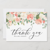 Ivory and Peach Waterverf Peony en Hydrangea Bedankkaart (Voorkant)