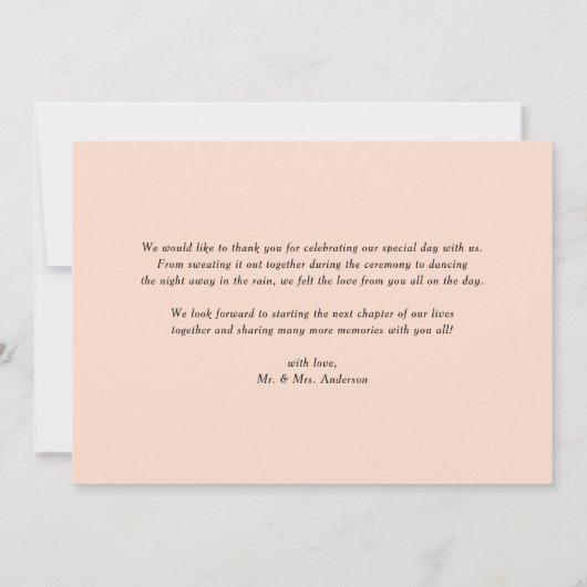 Ivory and Peach Waterverf Peony en Hydrangea Bedankkaart (Achterkant)