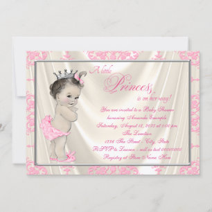 Ivory and Pink Damask Baby shower Satin Kaart