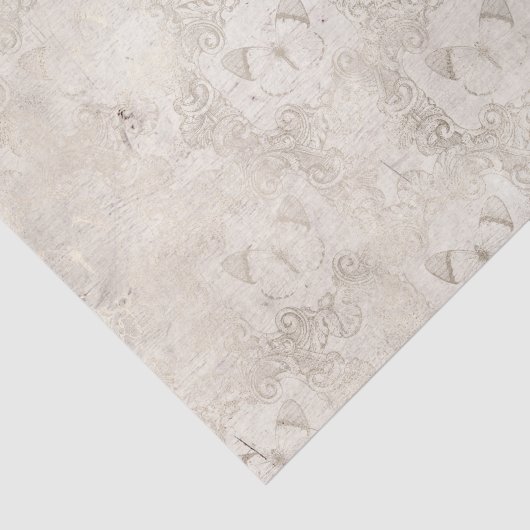 Ivory and White  Butterfly  Damask Tissuepapier (Detail)