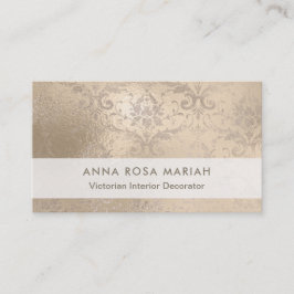 *~*  Ivory Antiek Aged Iridescent Damask Visitekaartje