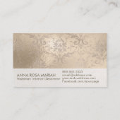 *~*  Ivory Antiek Aged Iridescent Damask Visitekaartje (Achterkant)