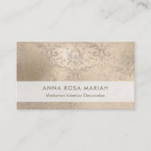 *~* Ivory Antiek Aged Iridescent Damask Visitekaartje (Voorkant)